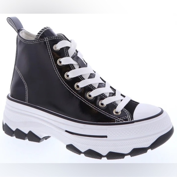 🔴🆕 Black Metallic and White High-Top Sneakers - Picture 5 of 6